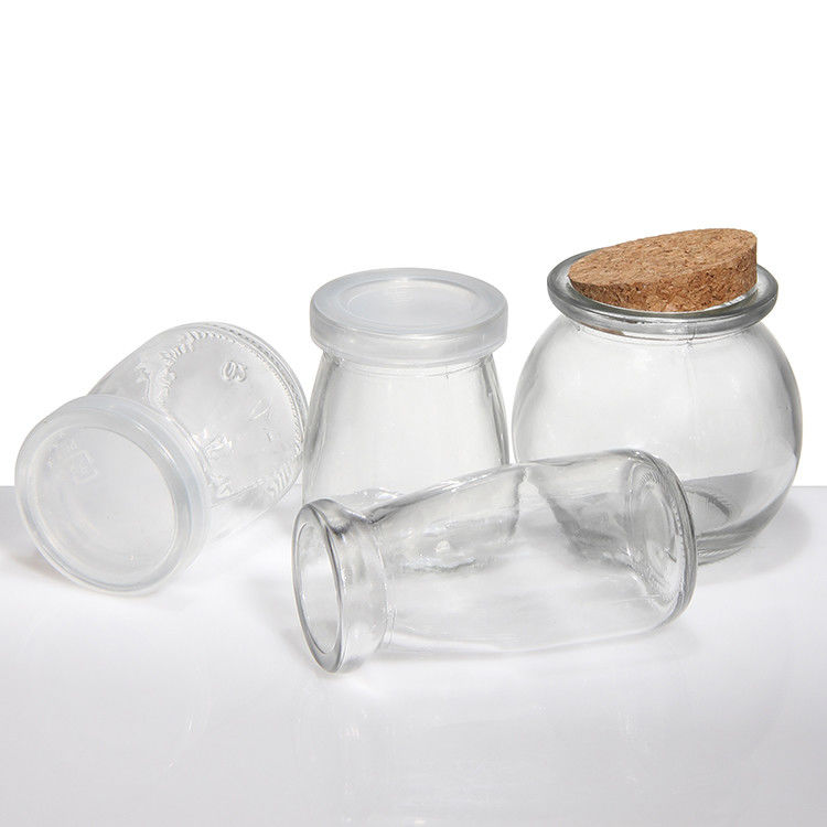 100 ml 200 ml mini ronde heldere glas melk yoghurt pudding pot met houten stop
