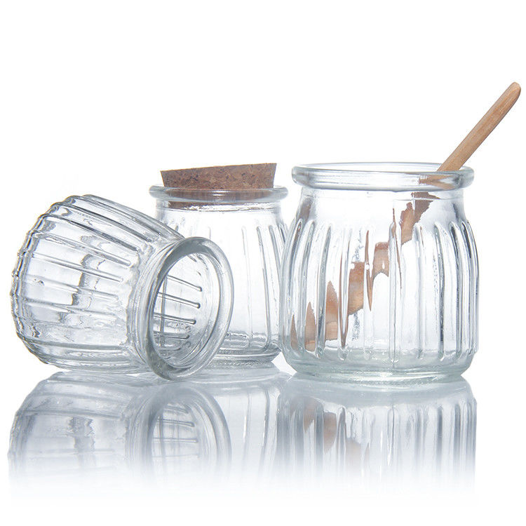 100 ml 200 ml mini ronde heldere glas melk yoghurt pudding pot met houten stop