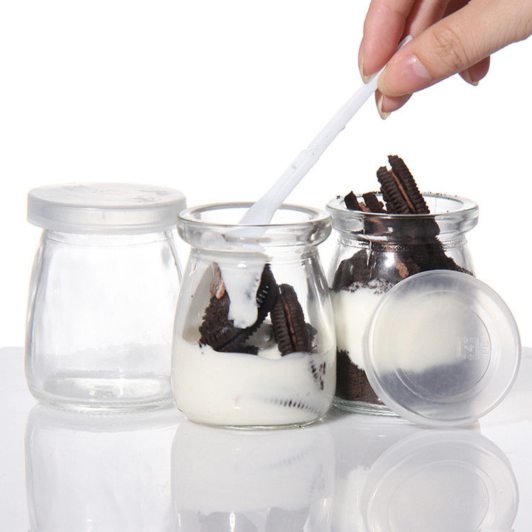 8 oz lege glas yoghurt fles pudding pot en verse melk fles met kurk deksel