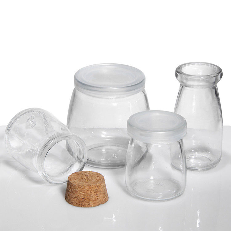 8 oz lege glas yoghurt fles pudding pot en verse melk fles met kurk deksel