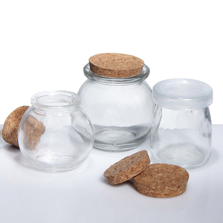 8 oz lege glas yoghurt fles pudding pot en verse melk fles met kurk deksel