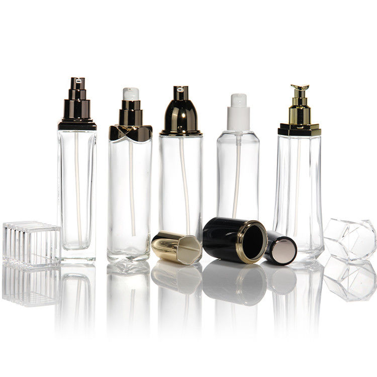 Gezichtscrème Cosmetische glazen fles Essentiële olie fles 100 ml 150 ml met lotion pomp voor het verpakken van cosmetica