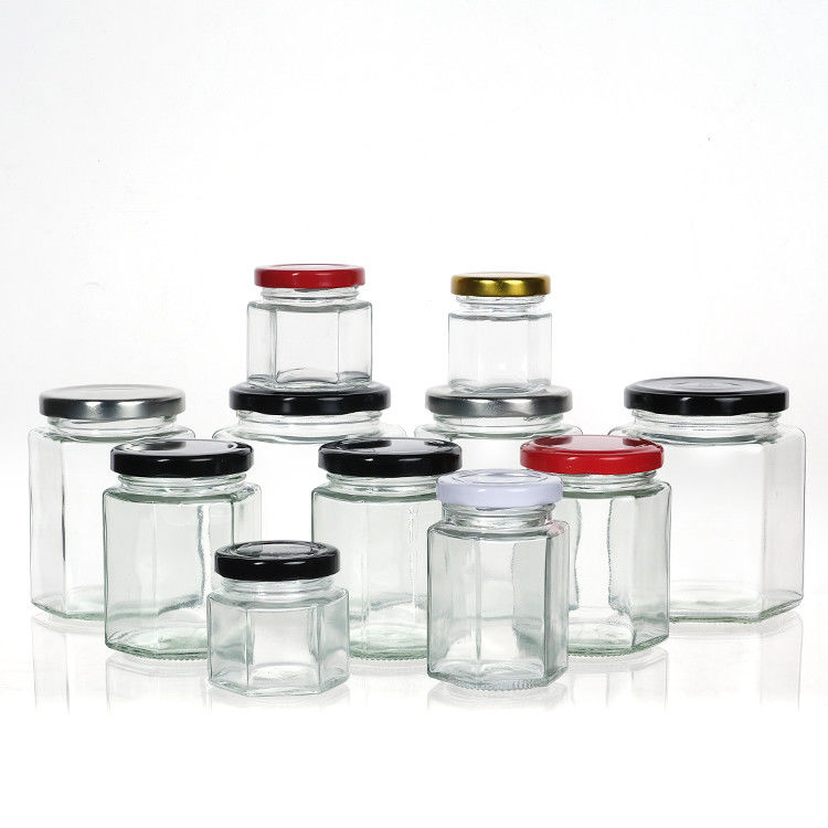 Leeg Honingfles Glas Mini Hexagonale Honingpot 500ml 380ml 180ml 90ml 45ml met deksel