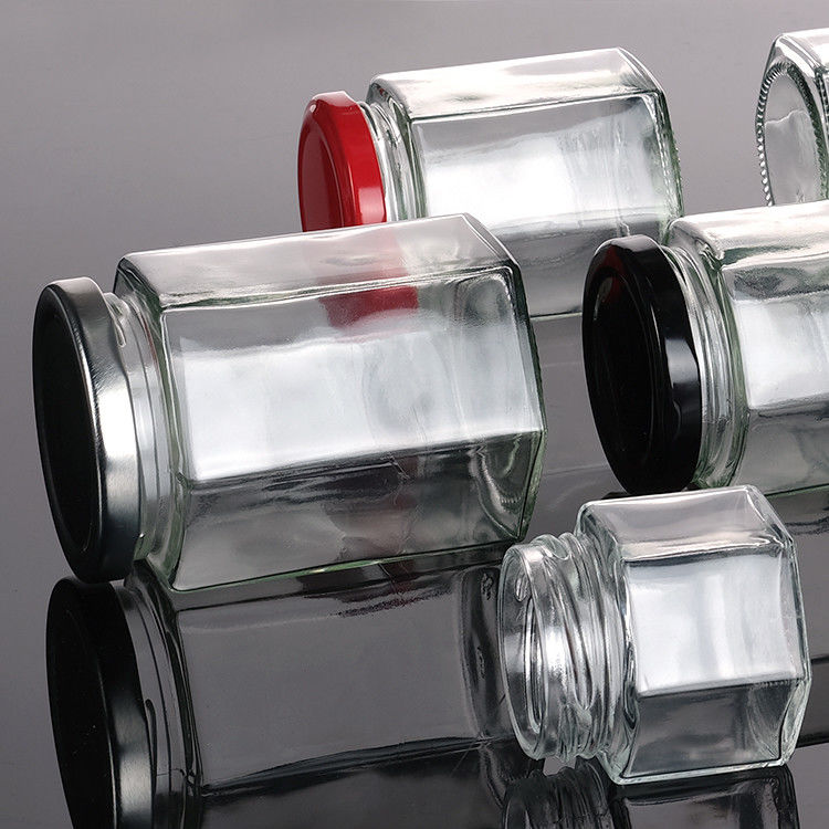 Leeg Honingfles Glas Mini Hexagonale Honingpot 500ml 380ml 180ml 90ml 45ml met deksel
