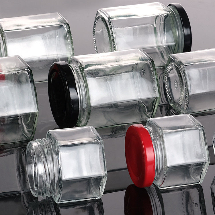 Leeg Honingfles Glas Mini Hexagonale Honingpot 500ml 380ml 180ml 90ml 45ml met deksel