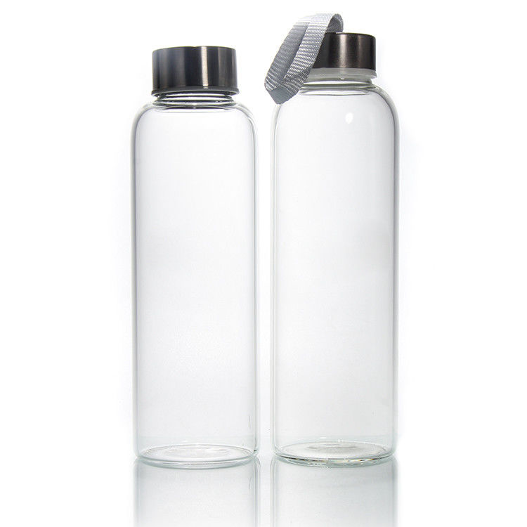 Buiten 35 ml 500 ml ronde sport hoge borosilicaat glas waterfles met siliconen mouw