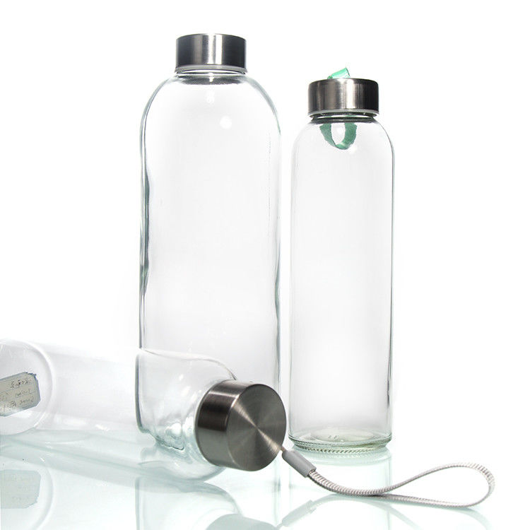 Buiten 35 ml 500 ml ronde sport hoge borosilicaat glas waterfles met siliconen mouw