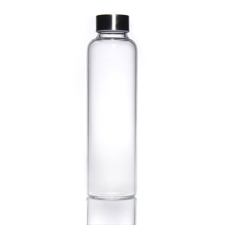 Nieuw ontwerp 350 ml/500 ml hoge borosilicaat glas waterfles met roestvrij staal deksel