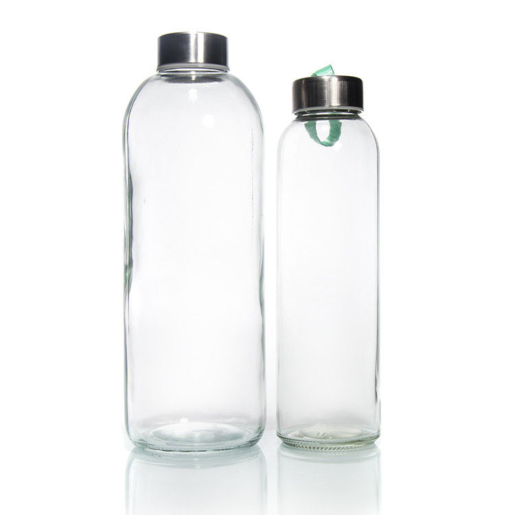 Nieuw ontwerp 350 ml/500 ml hoge borosilicaat glas waterfles met roestvrij staal deksel