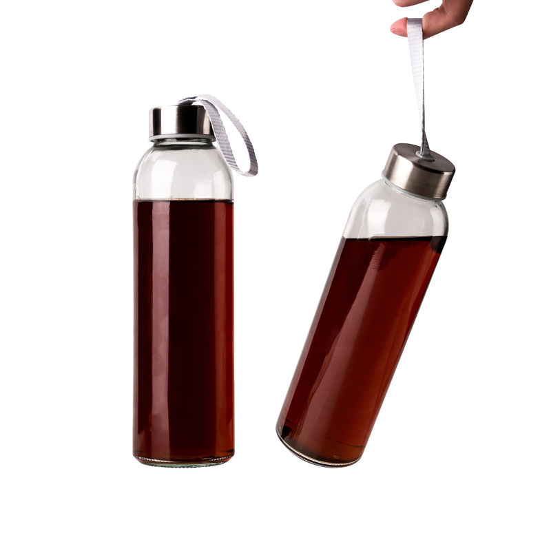 350 ml 500 ml ronde sport hoge borosilicaat glas waterfles met siliconen mouw