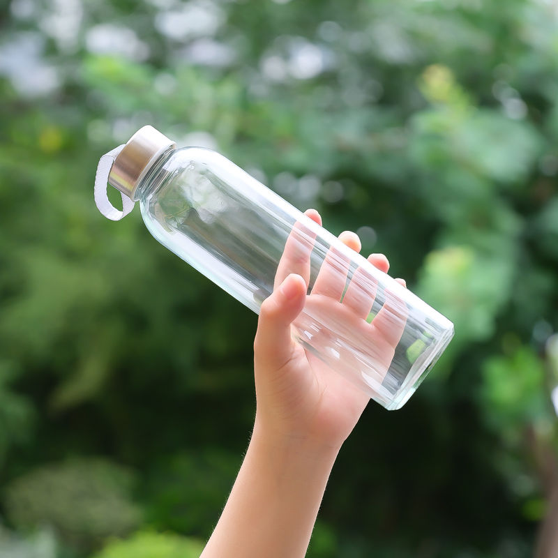 350 ml 500 ml ronde sport hoge borosilicaat glas waterfles met siliconen mouw