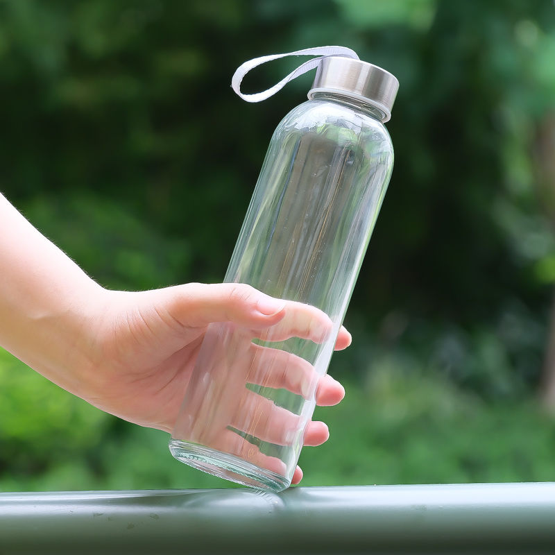 350 ml 500 ml ronde sport hoge borosilicaat glas waterfles met siliconen mouw
