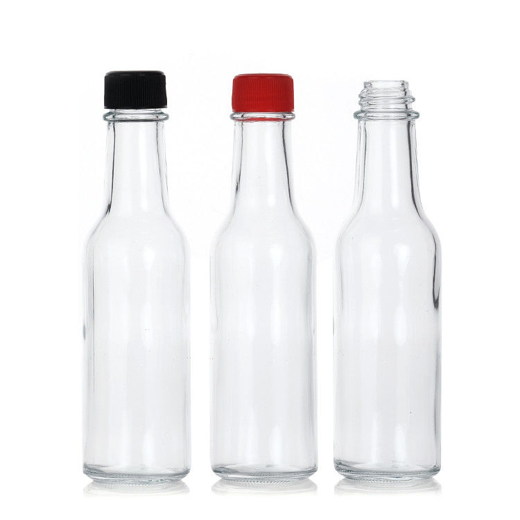 150 ml 250 ml 5 oz Woozy Salad Warme saus Glasflessen Mini Met lekvrije Zwarte Kap