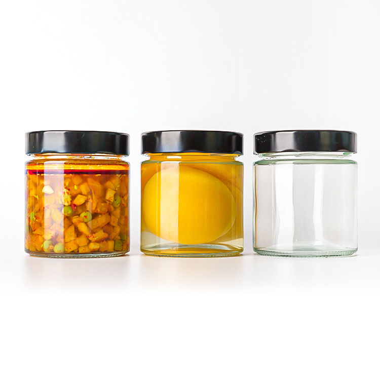 Voedselverpakking 4oz 6oz 9oz 13oz 17oz doorzichtige glazen dop flessen Volledige set bevroren glazen pot met metalen deksel