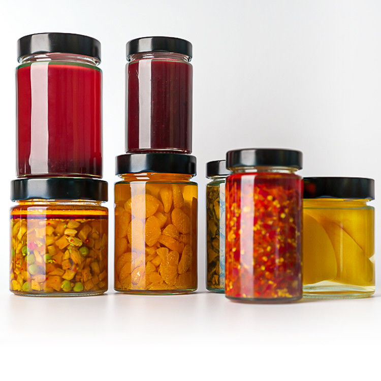 Voedselverpakking 4oz 6oz 9oz 13oz 17oz doorzichtige glazen dop flessen Volledige set bevroren glazen pot met metalen deksel