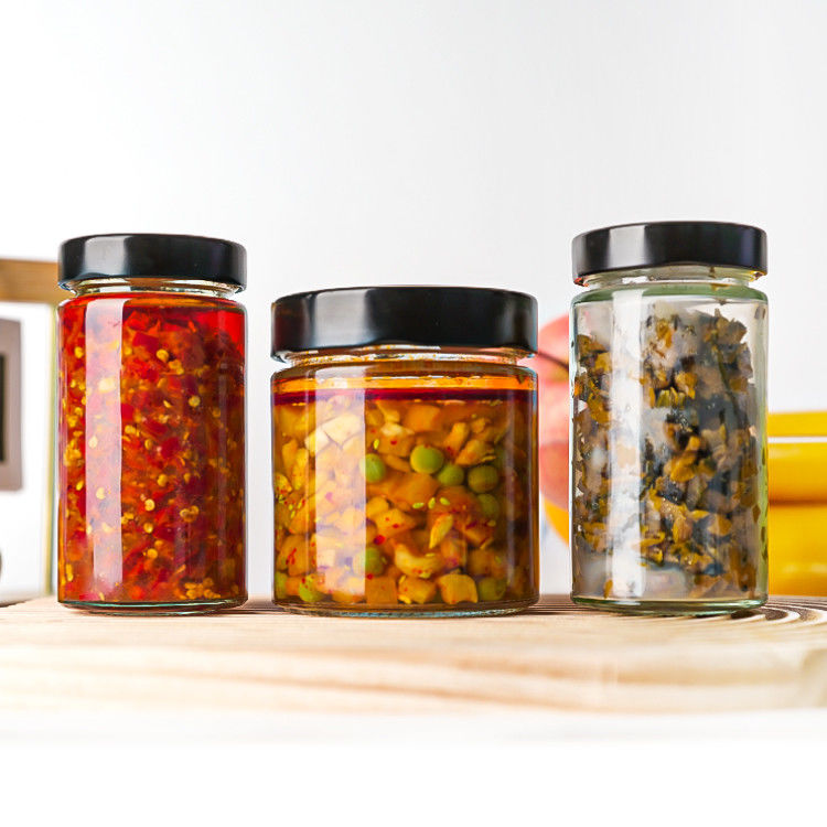 Voedselverpakking 4oz 6oz 9oz 13oz 17oz doorzichtige glazen dop flessen Volledige set bevroren glazen pot met metalen deksel